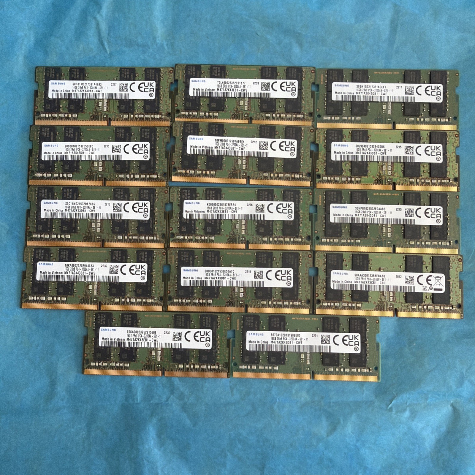Samsung 16GB Lot Of 14 Modules (224gb Total) 2Rx8 PC4-3200AA Laptop Memory Samsung 16GB Lot Of 14 Modules (224gb Total) 2Rx8 PC4-3200AA Laptop Memory