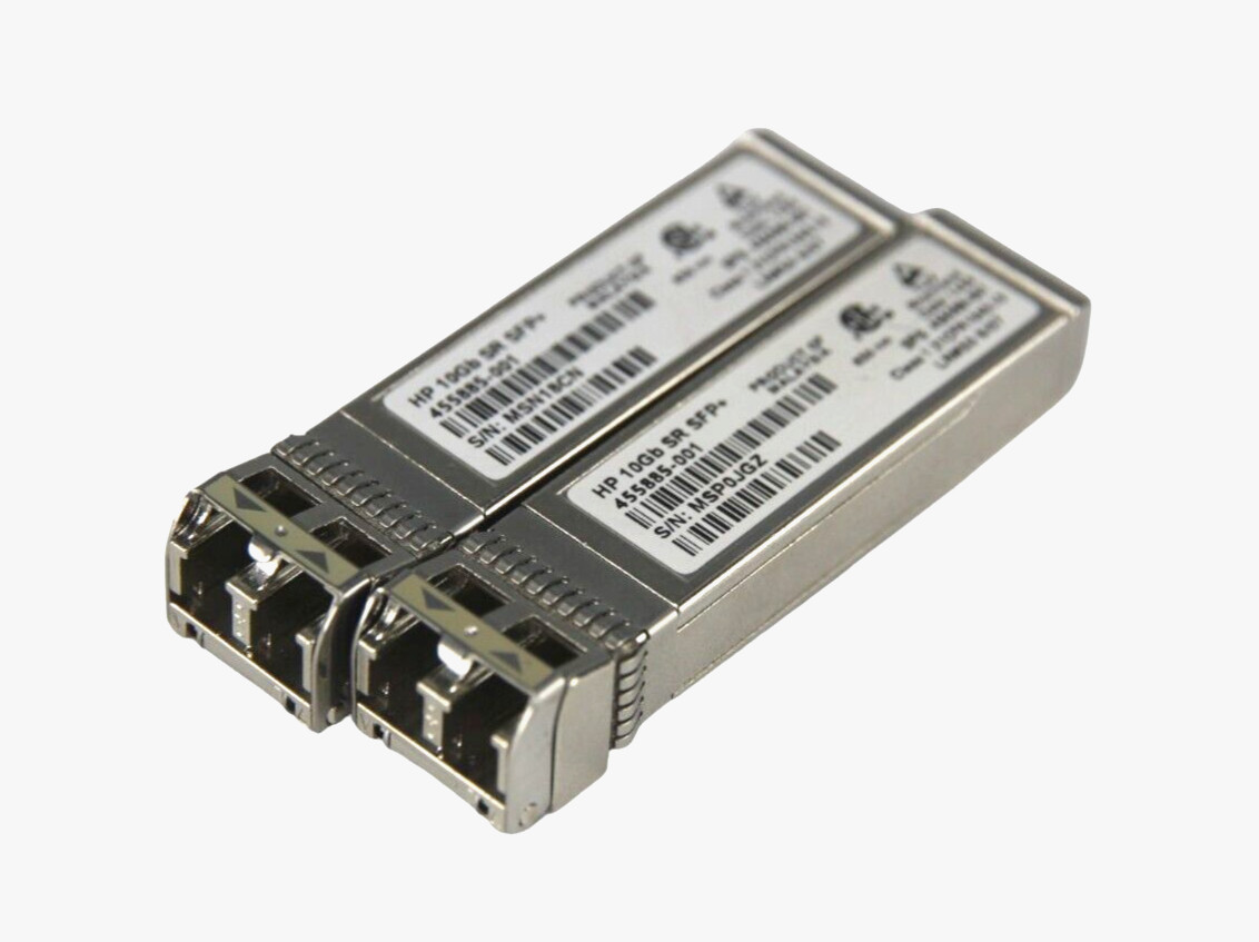 Lot of 2 HP 10Gb SR SFP+850nm GBIC Optical Transceiver 455885-001 456096-001 Lot of 2 HP 10Gb SR SFP+850nm GBIC Optical Transceiver 455885-001 456096-001