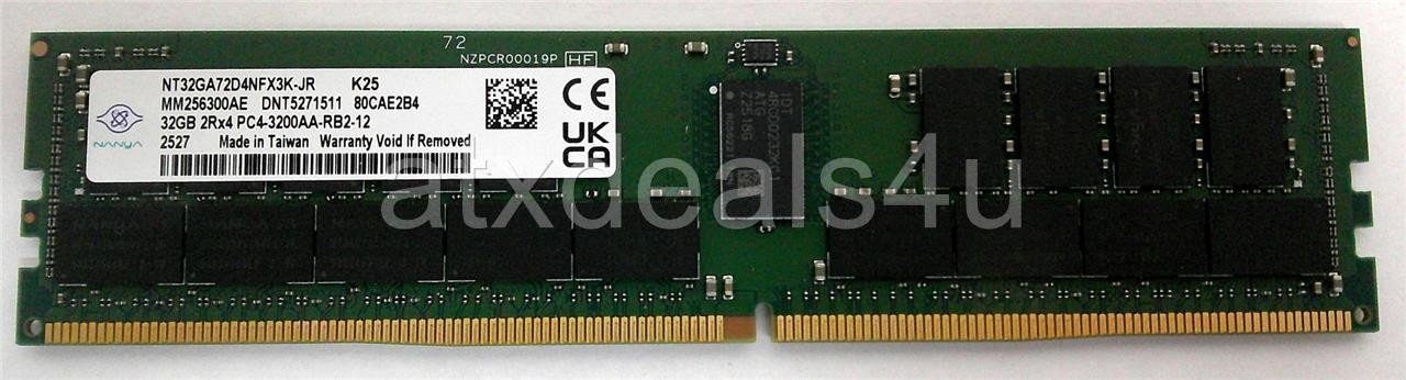 Nanya NT32GA72D4NFX3K-JR 32GB 2Rx4 PC4-3200AA K25 DDR4 RDIMM RAM Server Memory