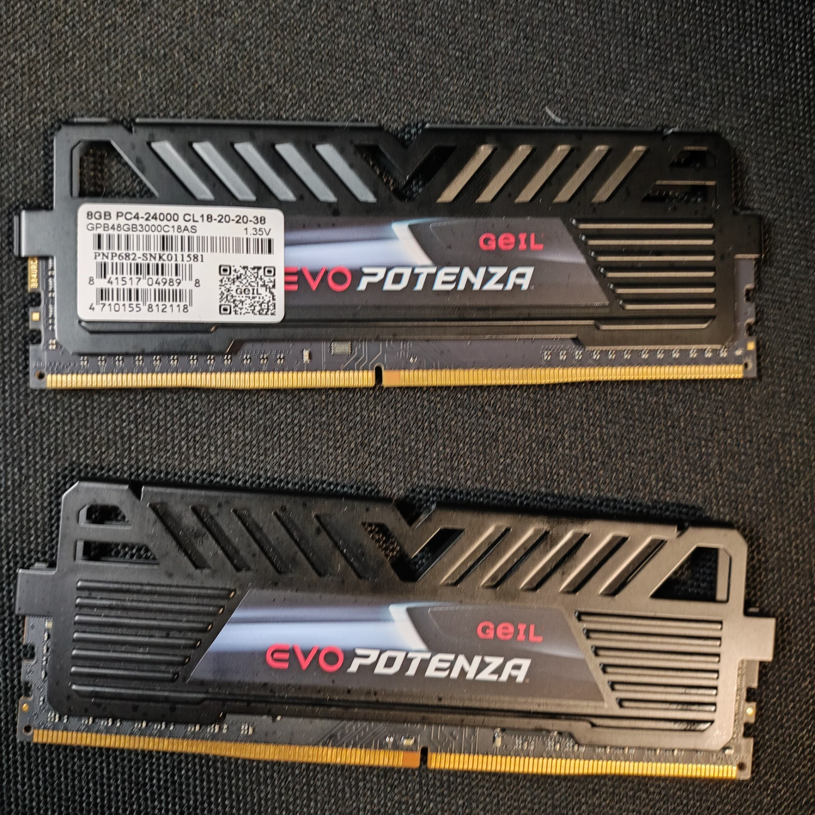 GeIL EVO Potenza 16GB (2x8GB) DDR4-3000 CL18 Desktop Memory – Used GeIL EVO Potenza 16GB (2x8GB) DDR4-3000 CL18 Desktop Memory – Used