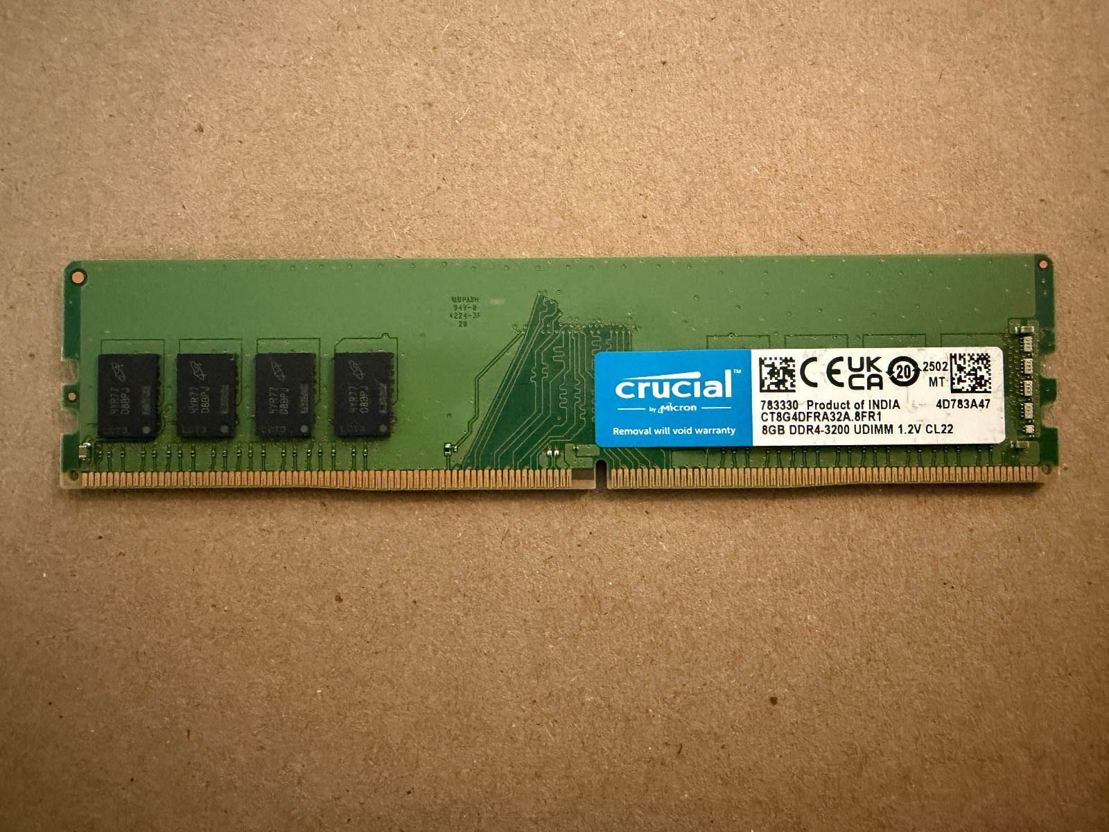 CRUCIAL 8GB DDR4-3200 UDIMM 1.2V CL22-CT8G4DFRA32A-DESKTOP MEMORY