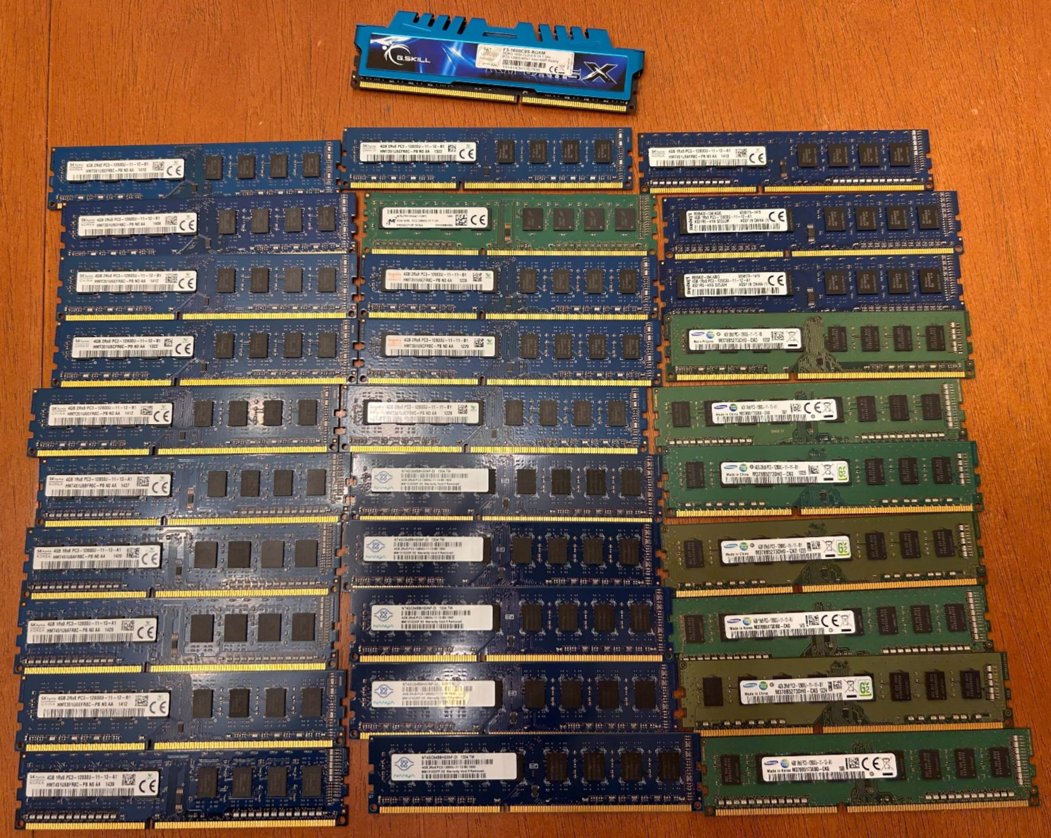 Mixed LOT of 31 Samsung Hynix Nanya GSkill PC3-12800 4GB DDR3 SDRAM Memory