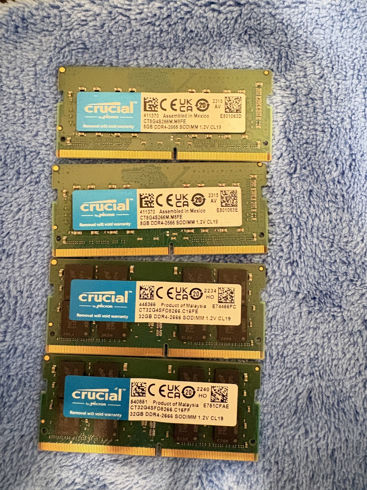 Crucial RAM DDR4 64GB 2666mhz SODIMM [2x32GB Modules] + [2x8GB FREE] = 80GB