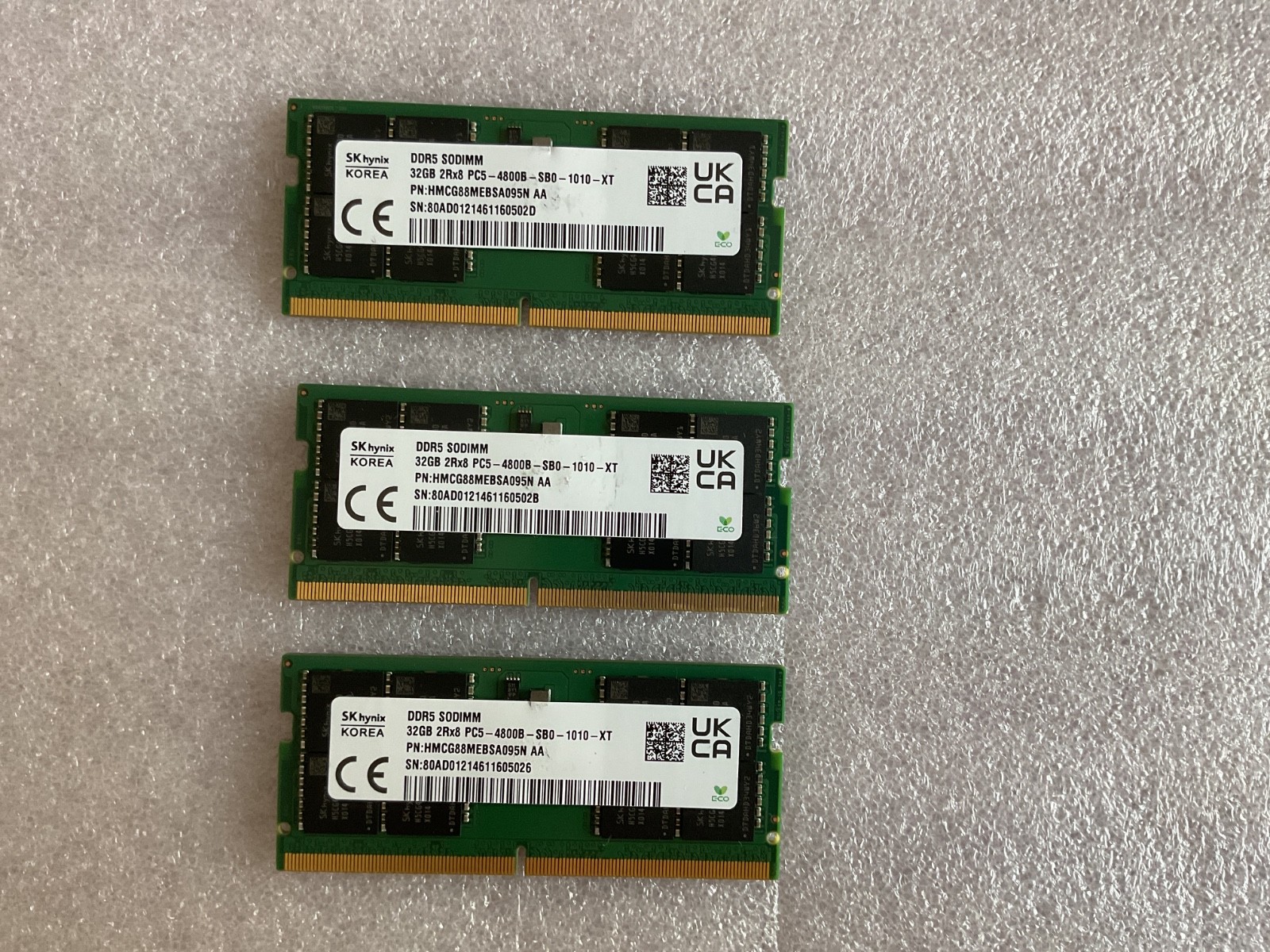 LOT OF THREE SK hynix 32GB HMCG88MEBSA092N DDR5 RAM SO-DIMM PC5-4800B ECC Memory