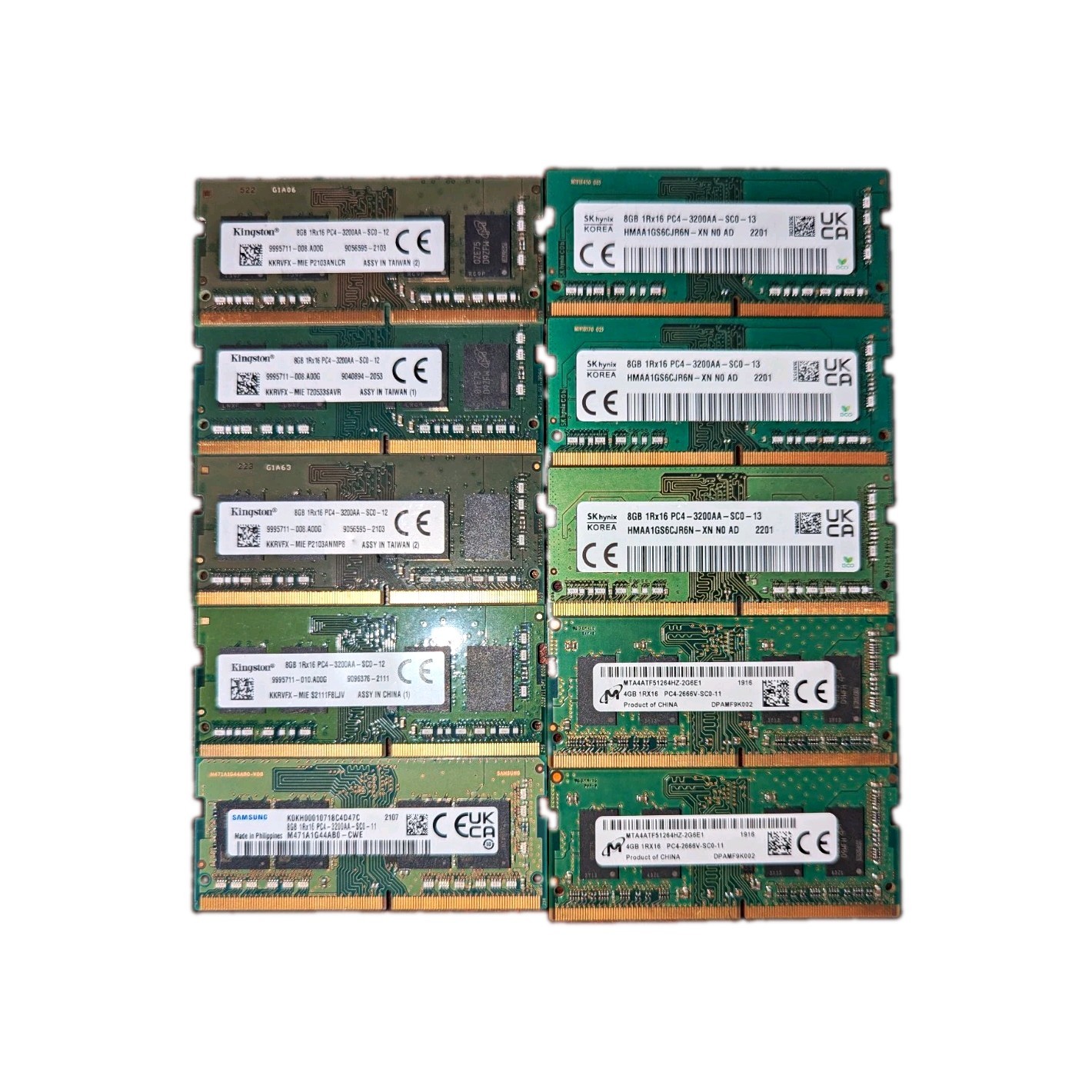 SK hynix Kingston Samsung 8GB (10x) DDR4 SO-DIMM 260-Pin PC4-3200/2666 80 GB SK hynix Kingston Samsung 8GB (10x) DDR4 SO-DIMM 260-Pin PC4-3200/2666 80 GB