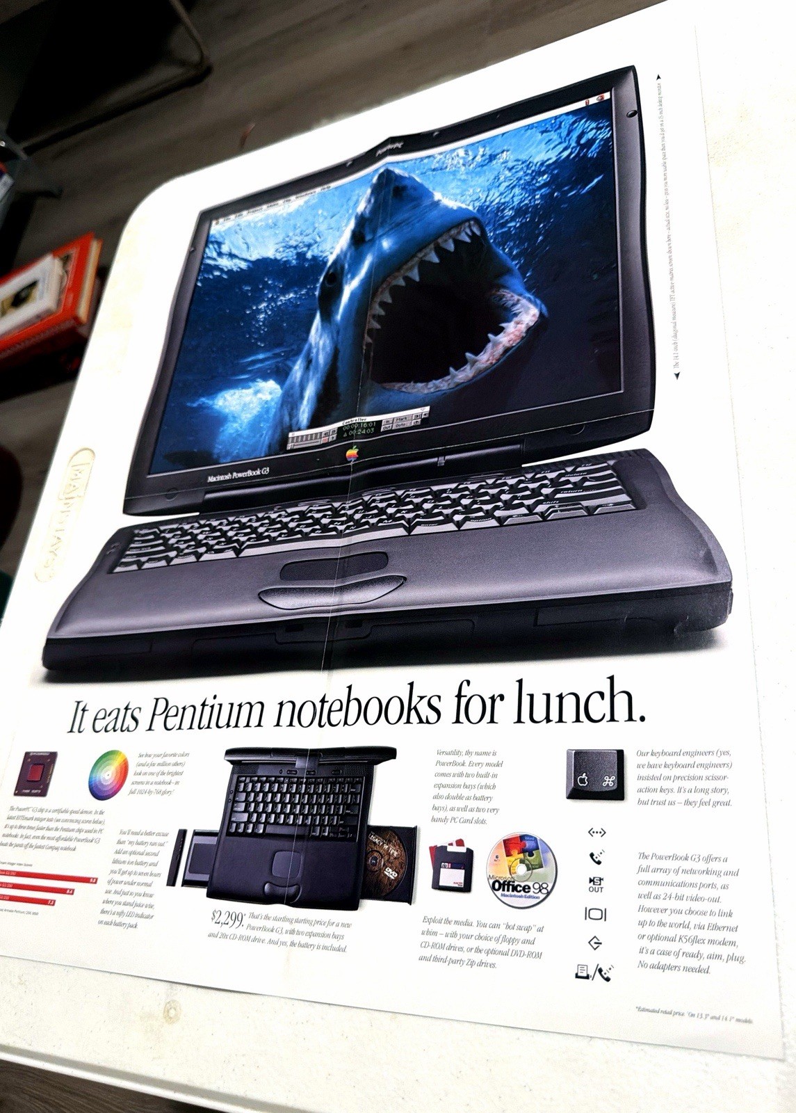 Original 1998 Apple PowerBook G3 Fold-Out Promo Brochure Poster Vintage Mac Original 1998 Apple PowerBook G3 Fold-Out Promo Brochure Poster Vintage Mac