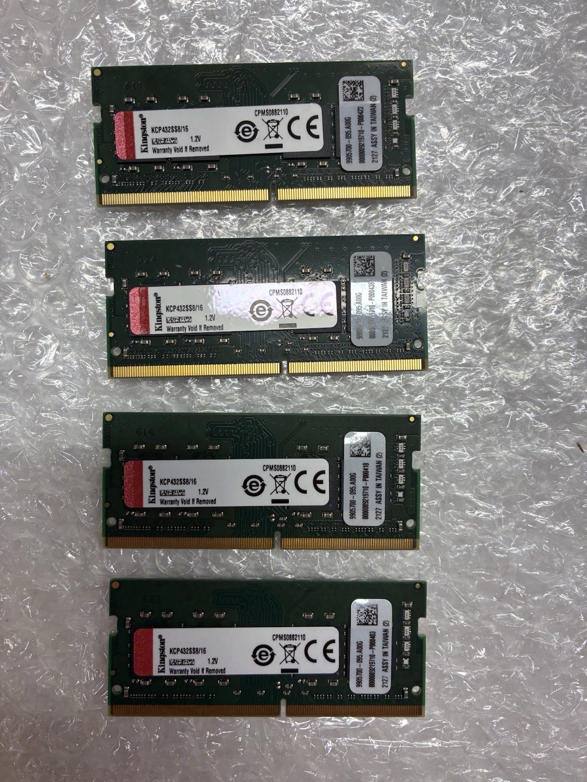 Kingston KCP432SS8/16 16GB DDR4 SDRAM Memory Speed 3200 MHz - Lot of 4
