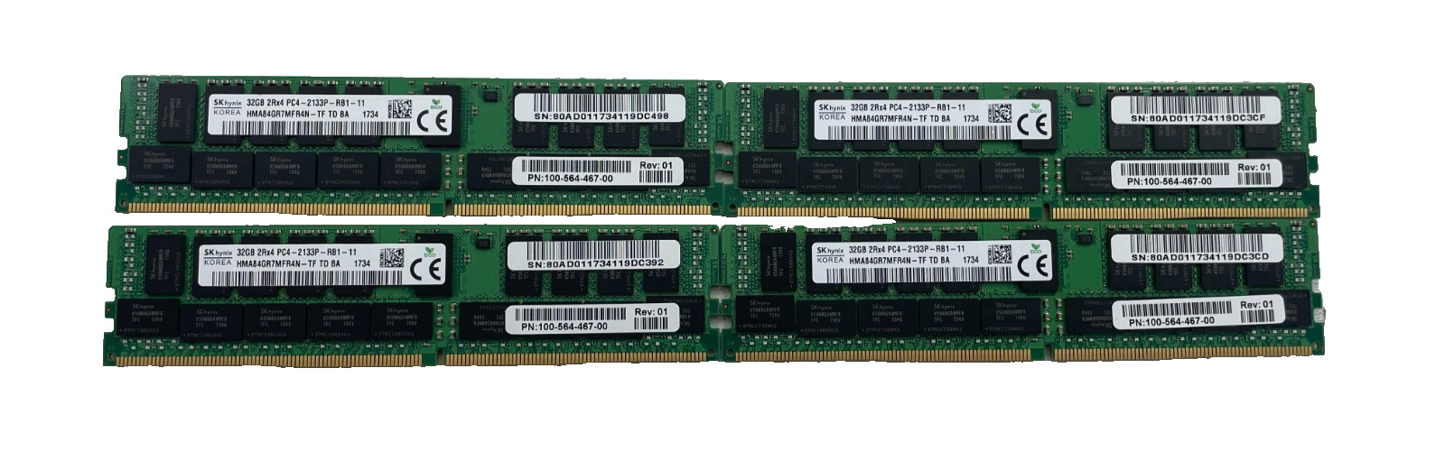 *LOT OF 4* 32GB SK Hynix HMA84GR7MFR4N-TF DDR4-2133 ECC RDIMM PC4-17000 2Rx4