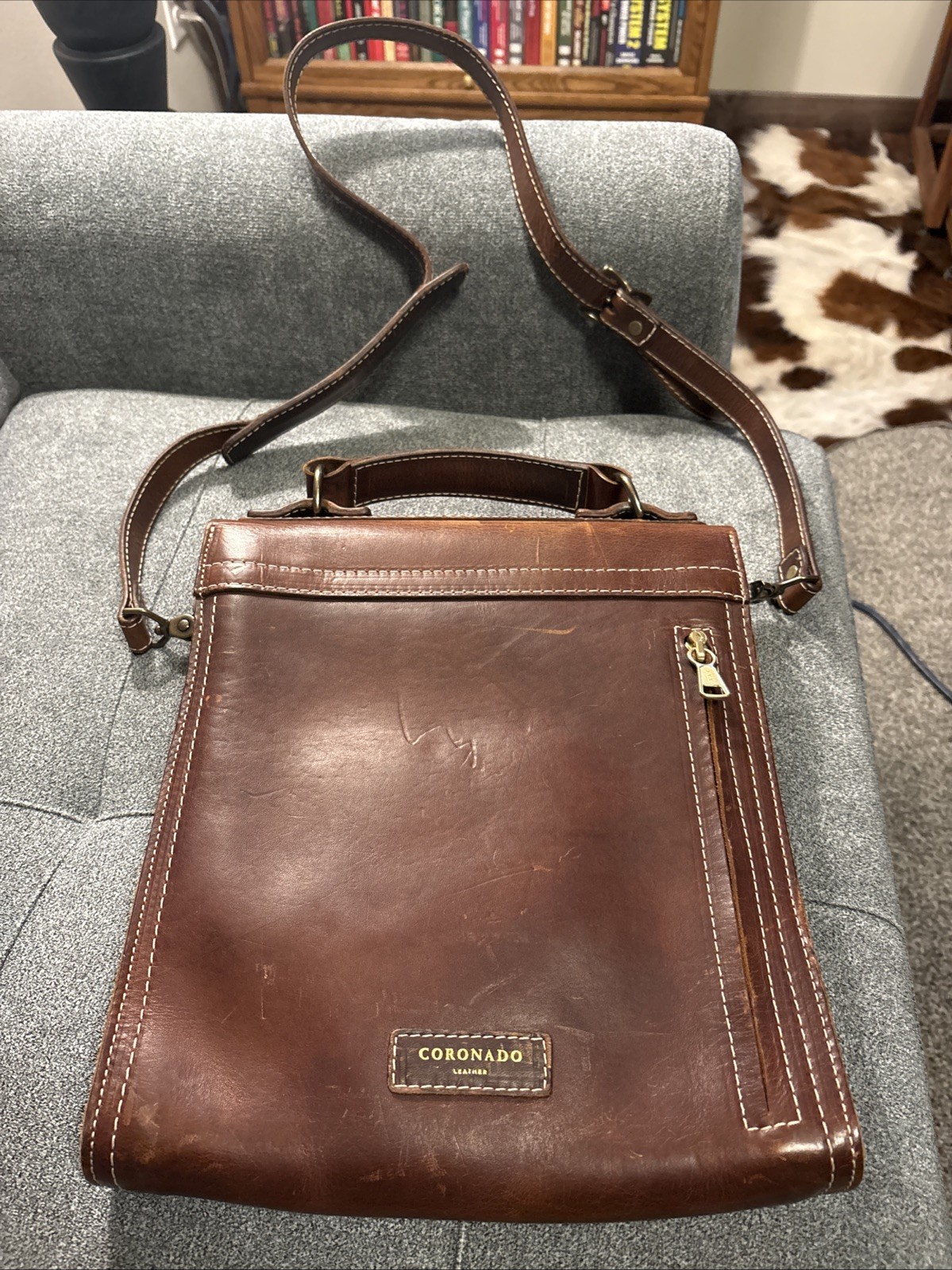 Coronado Leather Cross Body Travel Satchel Vintage Lockable Conceal Carry Pocket Coronado Leather Cross Body Travel Satchel Vintage Lockable Conceal Carry Pocket