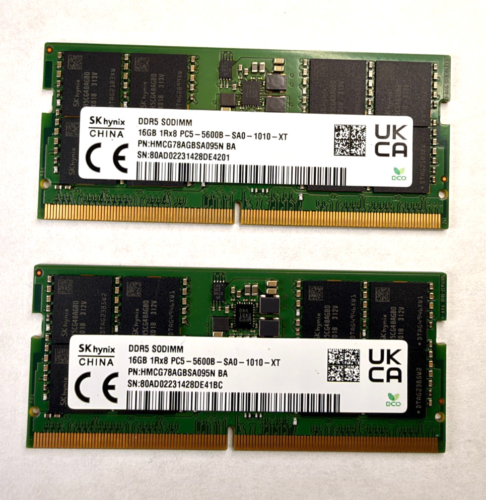 SK Hynix 32GB (2x16GB) DDR5-5600MHz SODIMM Memory Module Kit