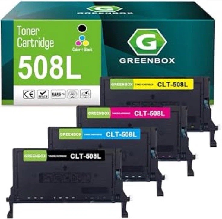 GREENBOX CLT-508L Toner Cartridge 4 Pack for Samsung CLP-620 670ND