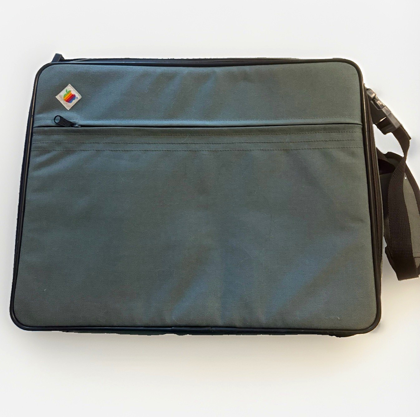 Vintage Apple IIc Computer Messenger Bag Sage Green Canvas Rainbow Logo 1980