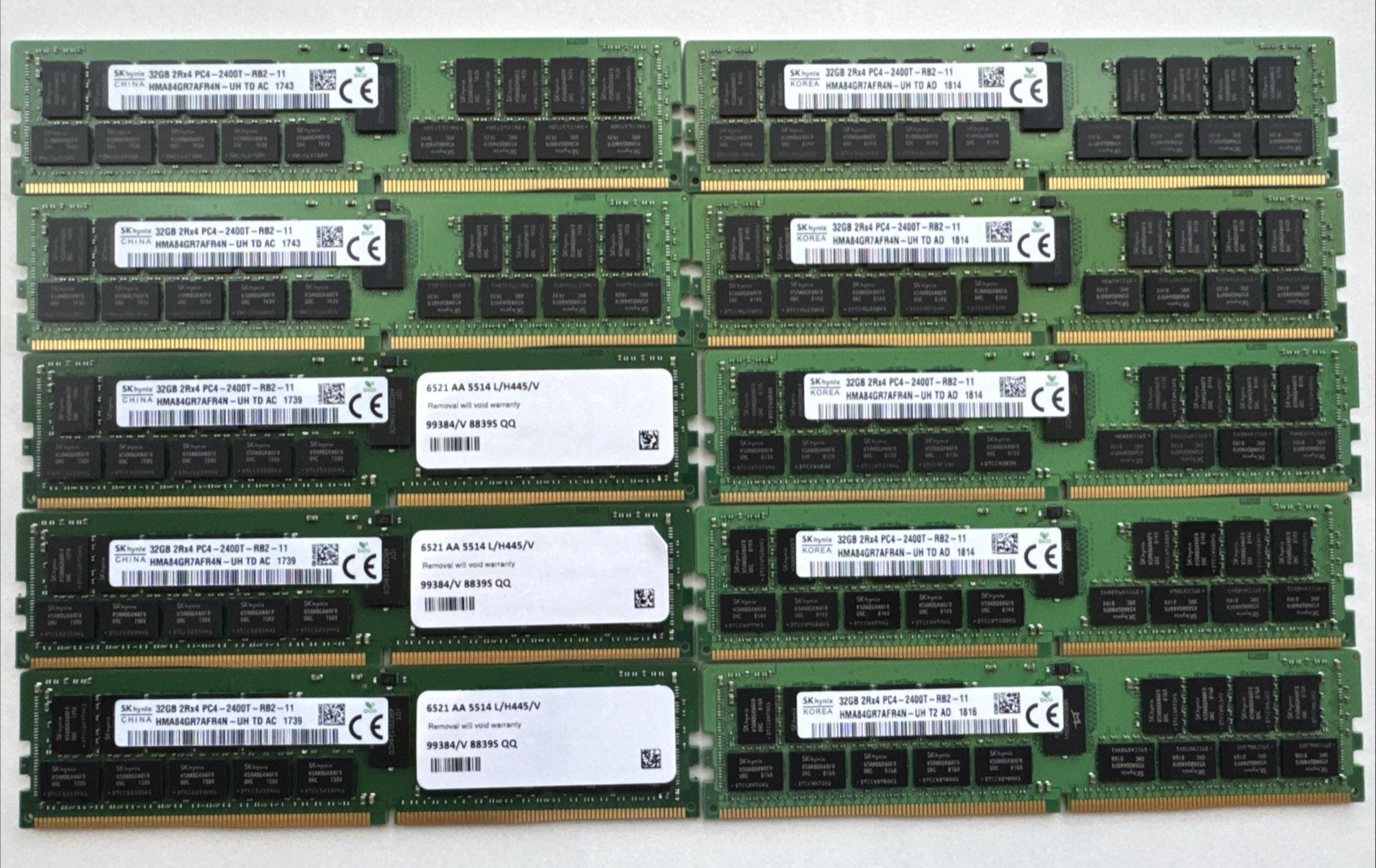 Lot of 10 SK Hynix 32GB 2Rx4 PC4 2400T HMA84GR7MFR4N-UH Memory (320G total) Lot of 10 SK Hynix 32GB 2Rx4 PC4 2400T HMA84GR7MFR4N-UH Memory (320G total)