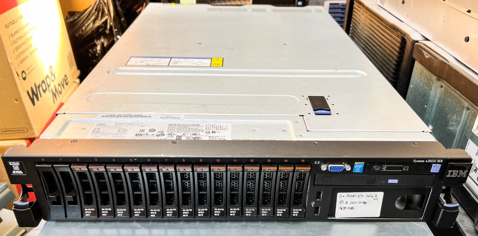 2 IBM System X3650 M4 | 2x Xeon E5-2643 v2 @3.5GHz 128GB 5x400GB SSD 14x600GB