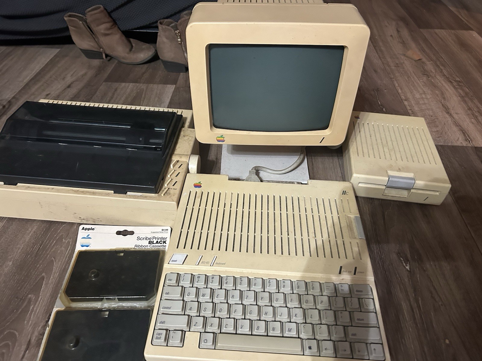 Vintage 1982 Apple IIC Computer with Drives, Monitor, Printer for Sale ...