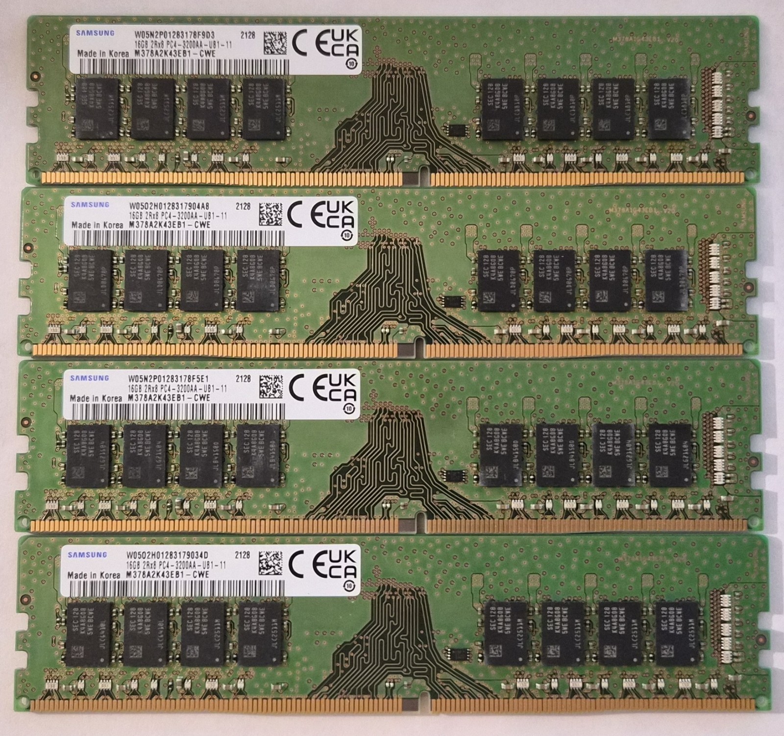 64GB (4x 16GB) Samsung HP DDR4 3200 Desktop Memory, DIMM, 2Rx8 PC4-3200AA-UB1-11