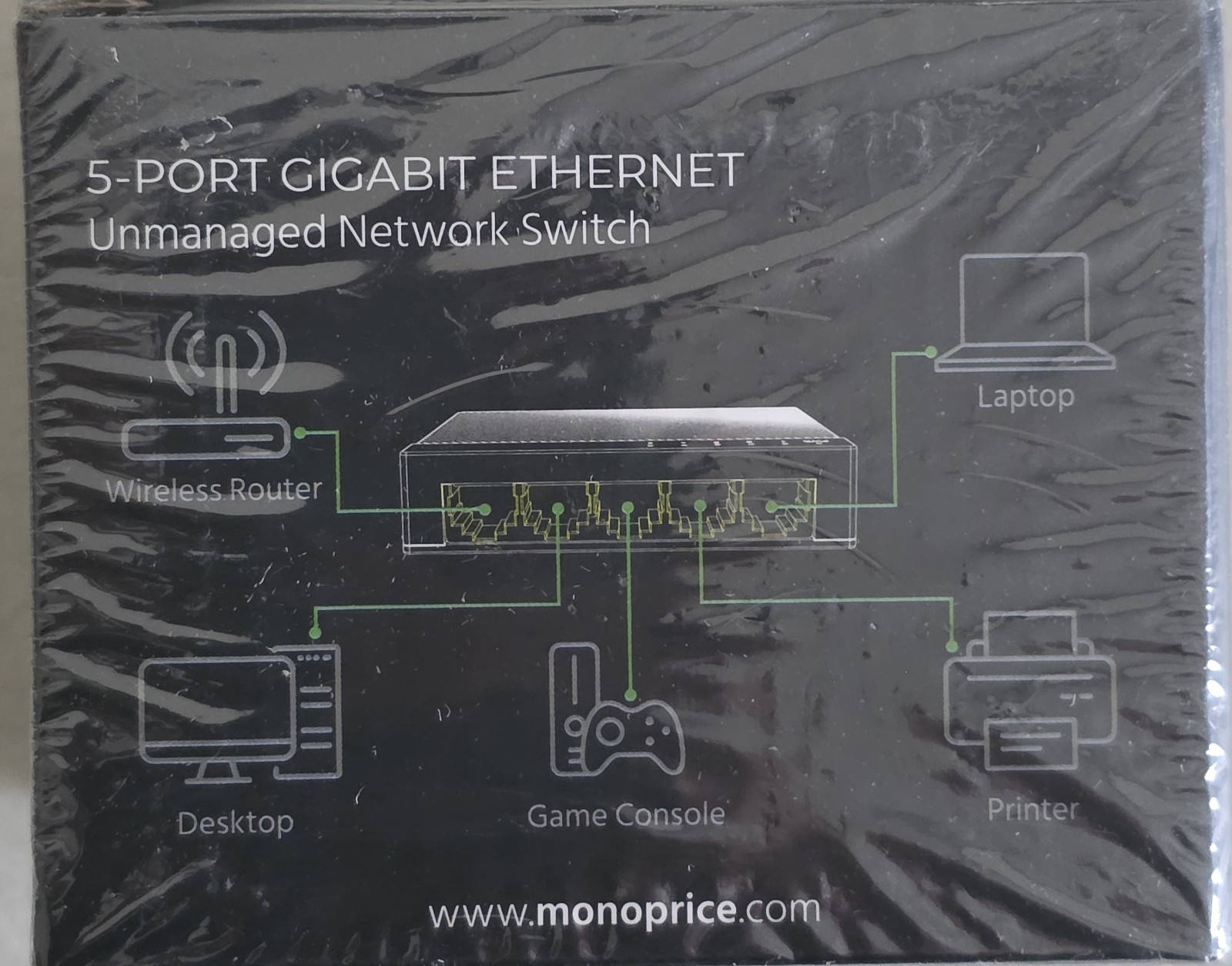 Monoprice 5-Port 10/100/1000Mbps Gigabit Ethernet Unmanaged Switch Network Hub