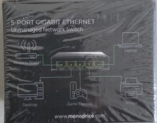 Monoprice 5-Port 10/100/1000Mbps Gigabit Ethernet Unmanaged Switch Network Hub picture