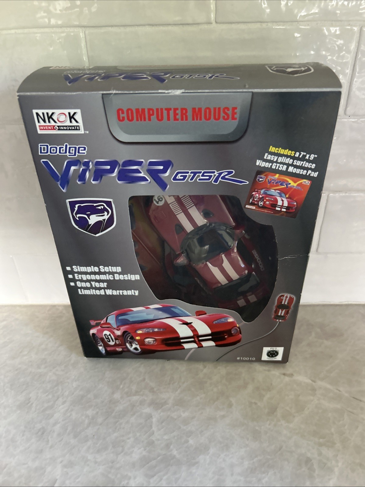 Vintage 2001 Nkok Dodge Viper GTS R wired PS2 computer mouse New