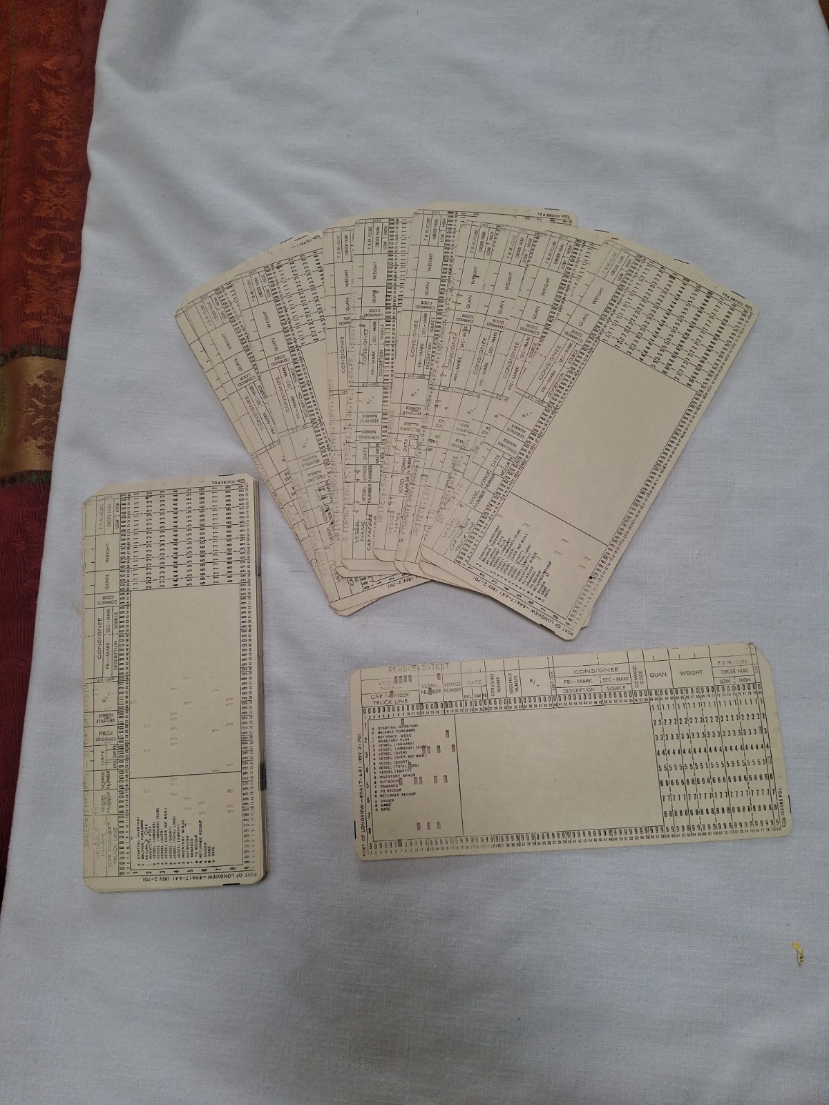 40 Vintage 1970\'s IBM Punch Cards Port of Longview WA Shipping Maritime  Data