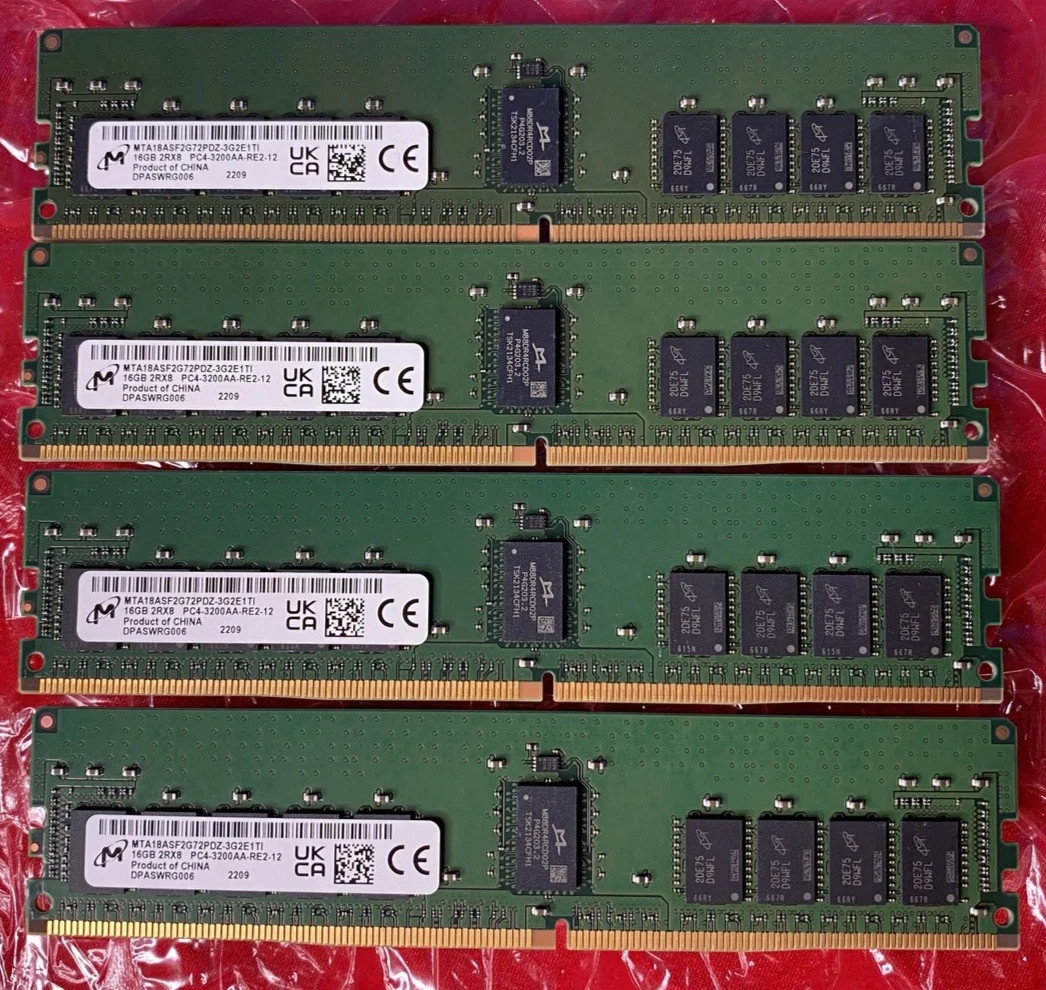 SK Hynix or Micron 16gb DDR4 ECC 3200 memory in batches of 8. 128gb Used&Tested