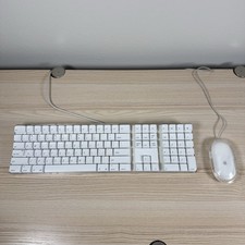 Genuine Apple A1048 USB Keyboard + M5769 Pro Mouse Clear White Vintage Mac picture