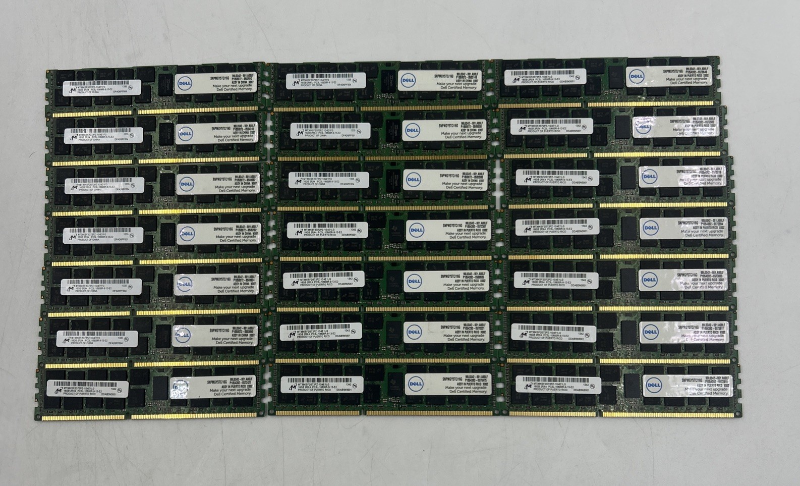 Lot of 21 Micron MT36KSF2G72PZ-1G4E1FG  16GB 2Rx4 PC3L-10600R-9-11-E2