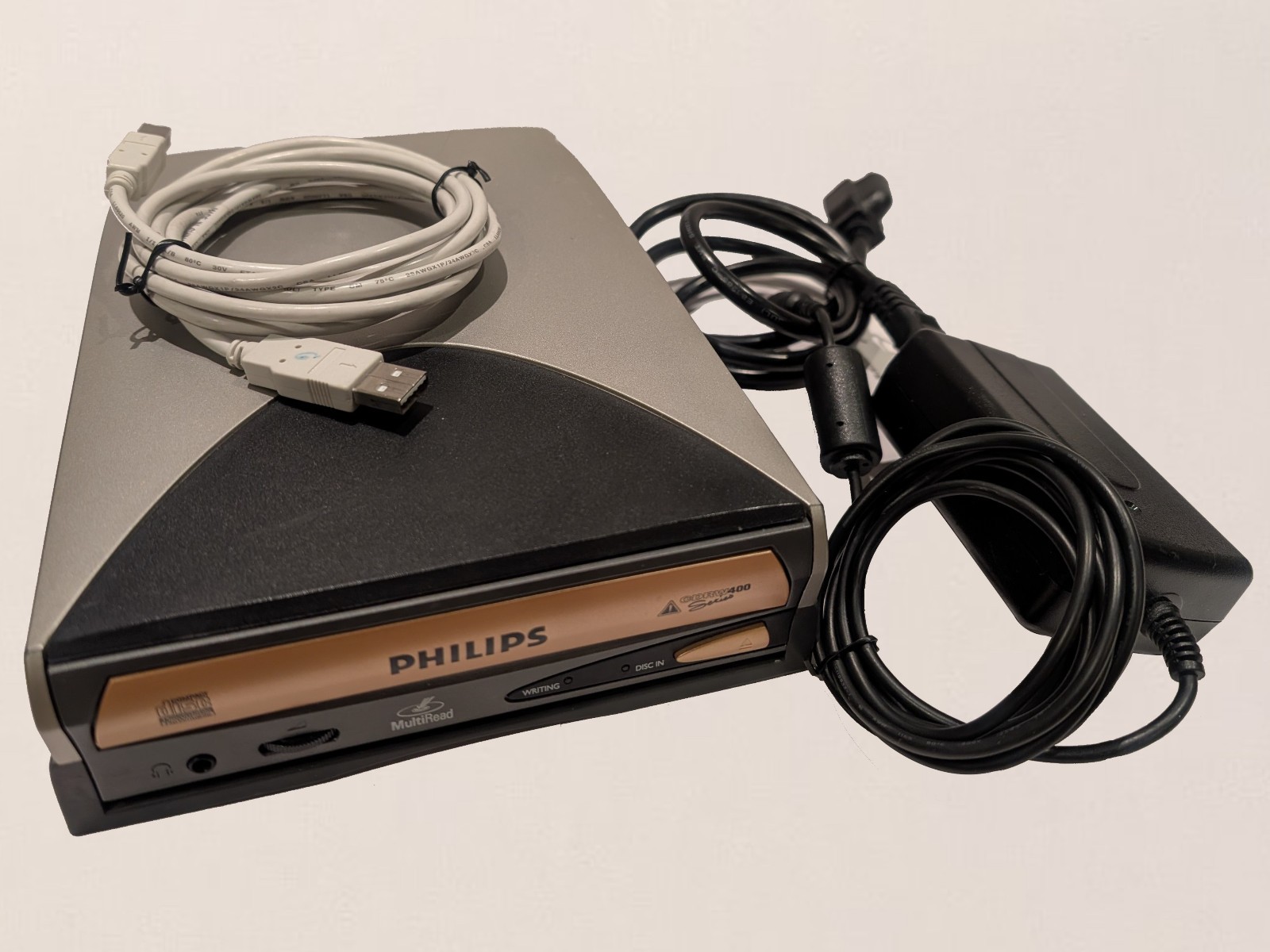 Vintage Philips CD-RW External Drive PCRW464k47 CDRW400 Series USB 2.0 Tested
