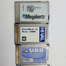 Vintage PC Card Bundle Cardbus 56K Fax Modem Hi‑Val Belkin USB picture