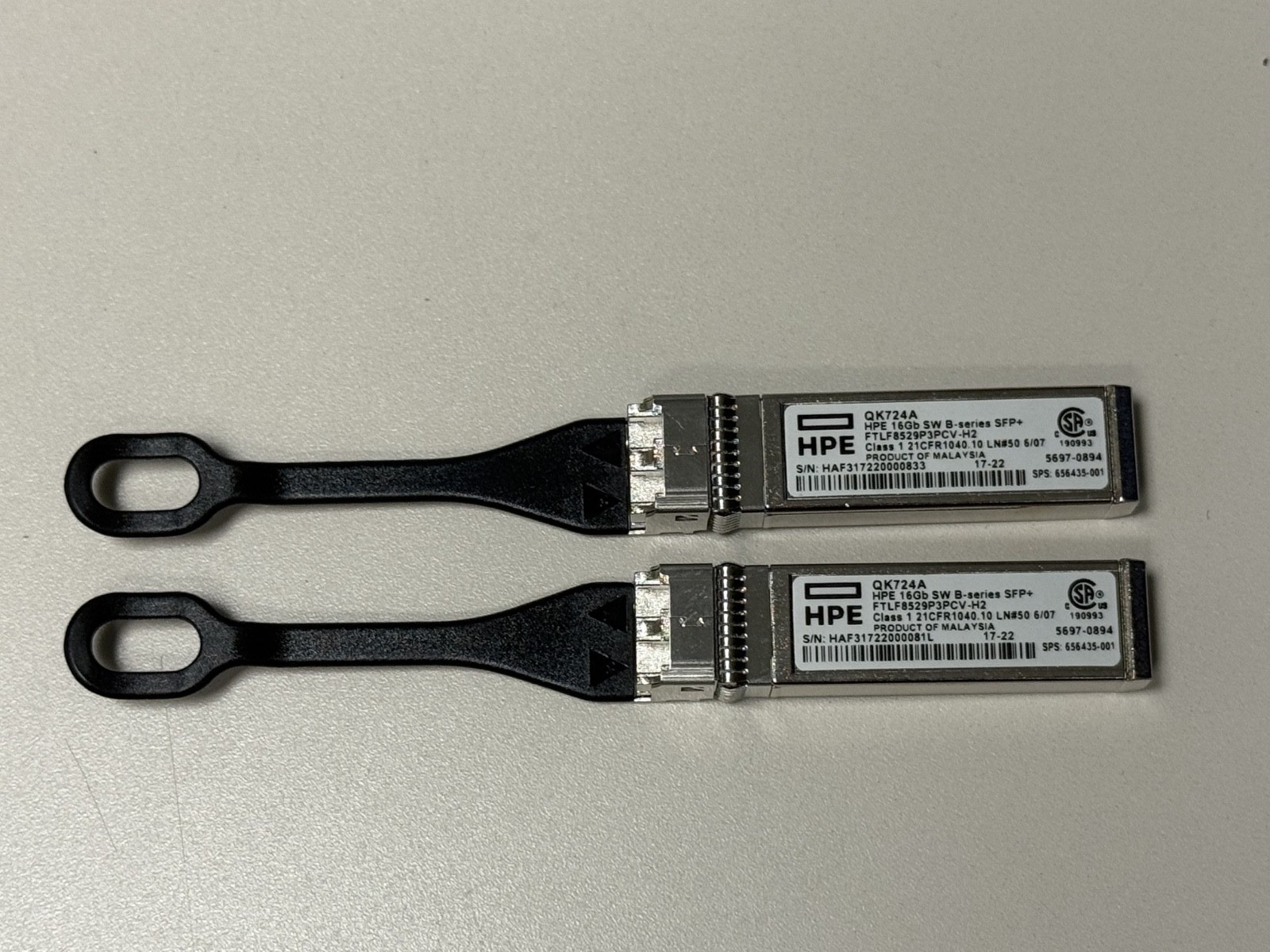 HPE B-series 16Gb SFP+ QK724A Pull Tab Optical Transceiver HPE B-series 16Gb SFP+ QK724A Pull Tab Optical Transceiver