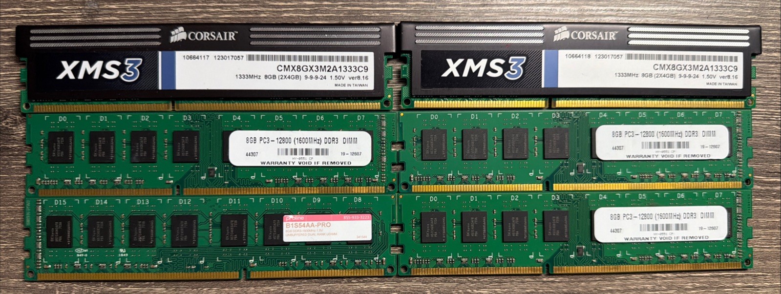 Lot of 6 48 GB Kit 6x8GB DDR3 1600MHz PC3-12800 Desktop RAM CORSAIR Mix Brand Lot of 6 48 GB Kit 6x8GB DDR3 1600MHz PC3-12800 Desktop RAM CORSAIR Mix Brand