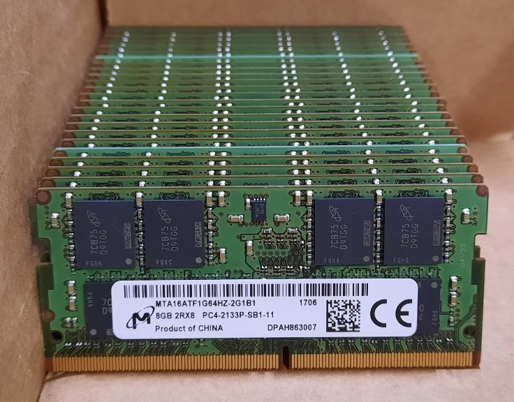 192GB Micron (24x8GB) 2Rx8 PC4-2133P MTA16ATF1G64HZ-2G1B1 DDR4 SODIMM 192GB Micron (24x8GB) 2Rx8 PC4-2133P MTA16ATF1G64HZ-2G1B1 DDR4 SODIMM