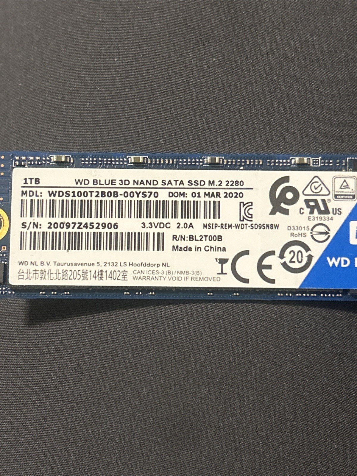 WD Blue 3D Nano SATA M.2 2280 1TB SSD Lot Of 12 Unknown Health Please Read Desc.