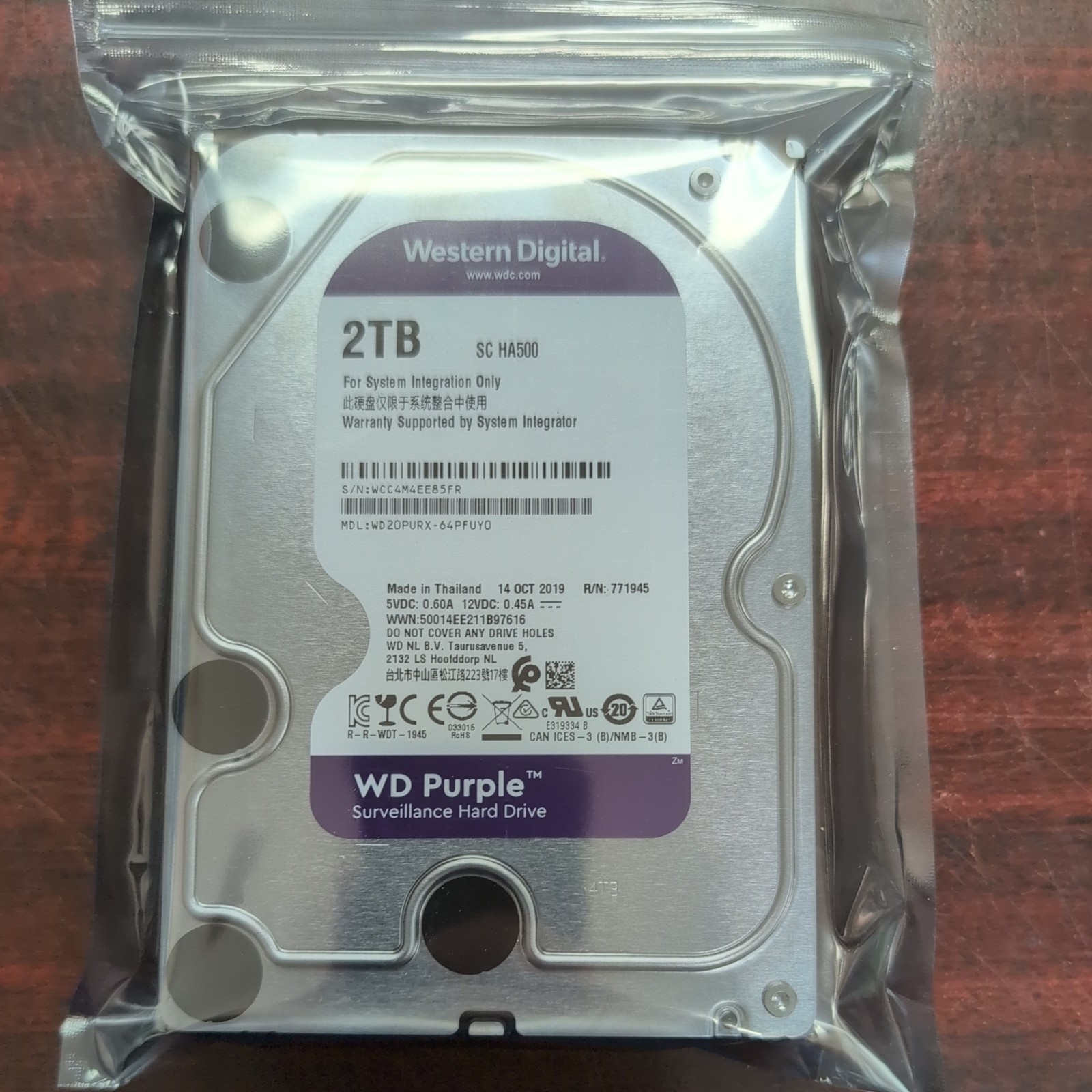 Western Digital 2TB Purple WD20PURX SATA 3.5\ Western Digital 2TB Purple WD20PURX SATA 3.5\