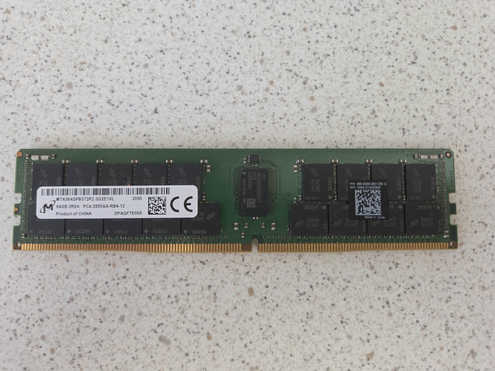 Micron 64GB 2Rx4 PC4-3200 DDR4 ECC Server RAM MTA36ASF8G72PZ-3G2 FOR PARTS