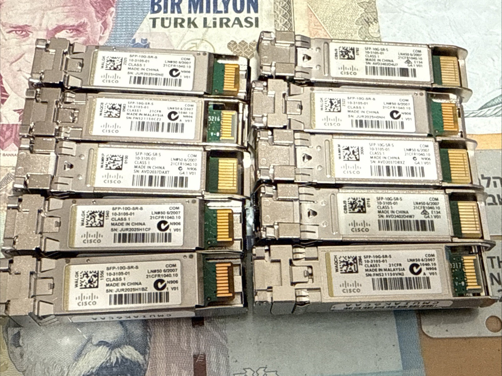 Lot of 10 Genuine Cisco 10-3105-01  SFP-10G-SR-S Transceiver