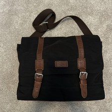 Vintage Fossil Leather Nylon Commuter Crossbody Messenger Bag Flap Top Soft picture