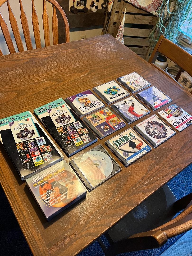 Various vintage computer disks.