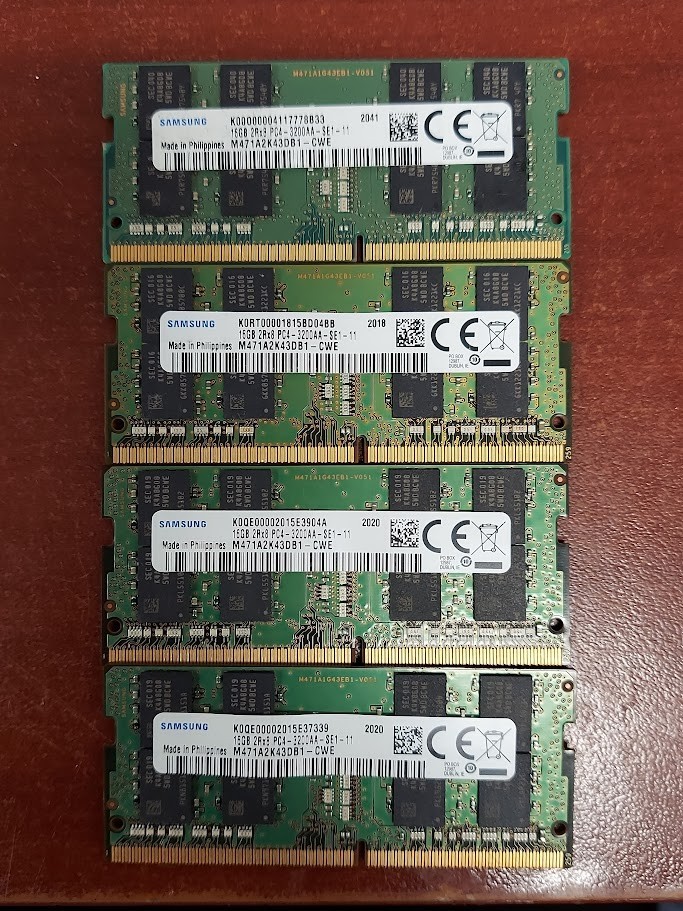 Samsung 64GB Kit 4x16GB DDR4-3200AA 2Rx8 SODIMM Laptop Tiny Mini PC RAM