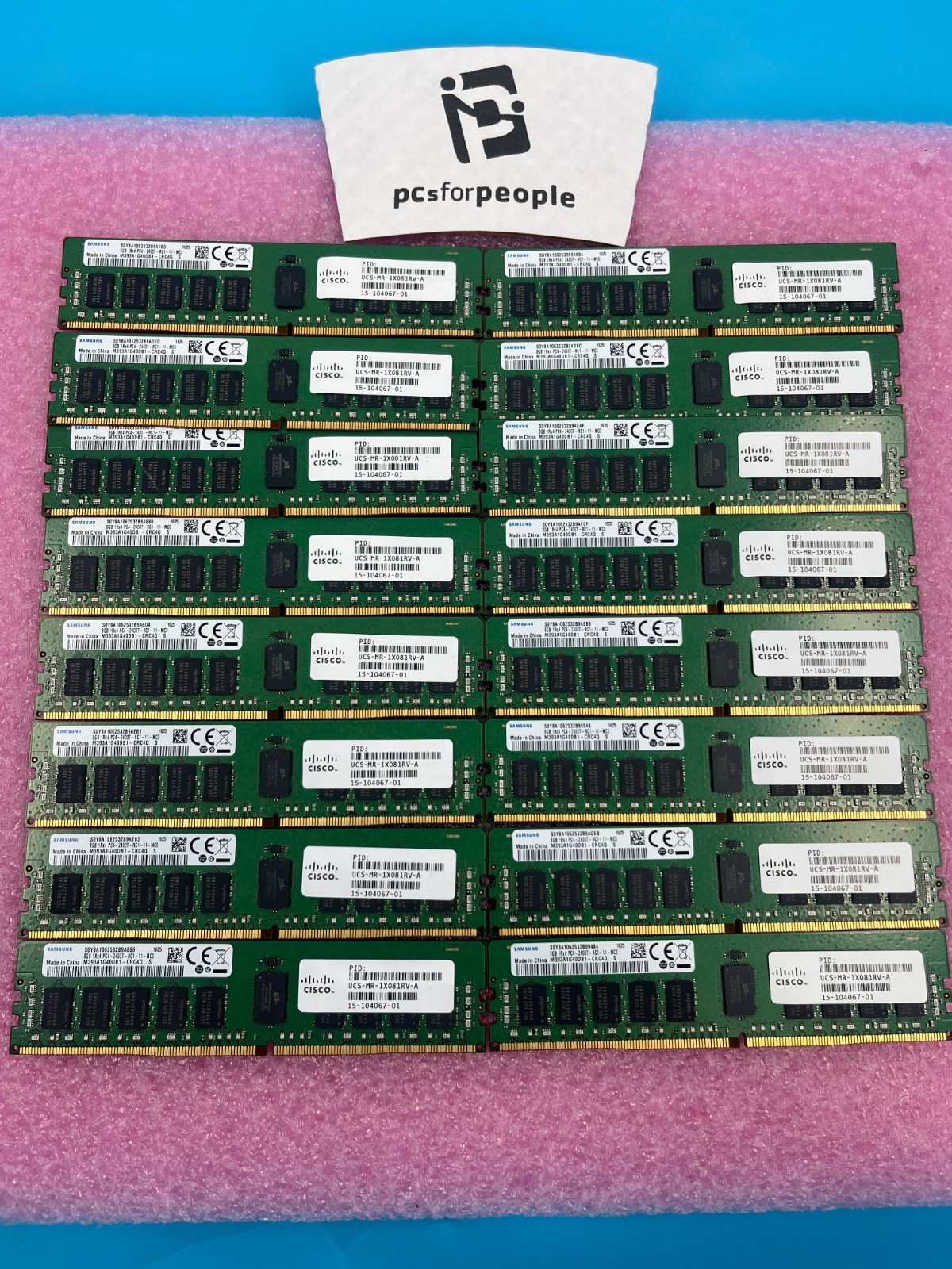 LOT OF 16 Samsung 8GB 1Rx4 PC4-2400T SERVER Memory M393A1G40DB1-CRC0Q 