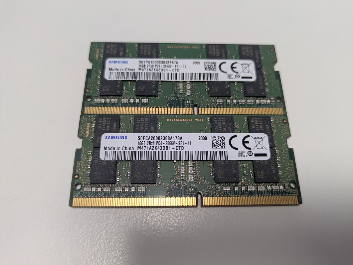 2x Samsung 16GB 3200MHz DDR4 SODIMM RAM 260-Pin Laptop RAM 2x Samsung 16GB 3200MHz DDR4 SODIMM RAM 260-Pin Laptop RAM