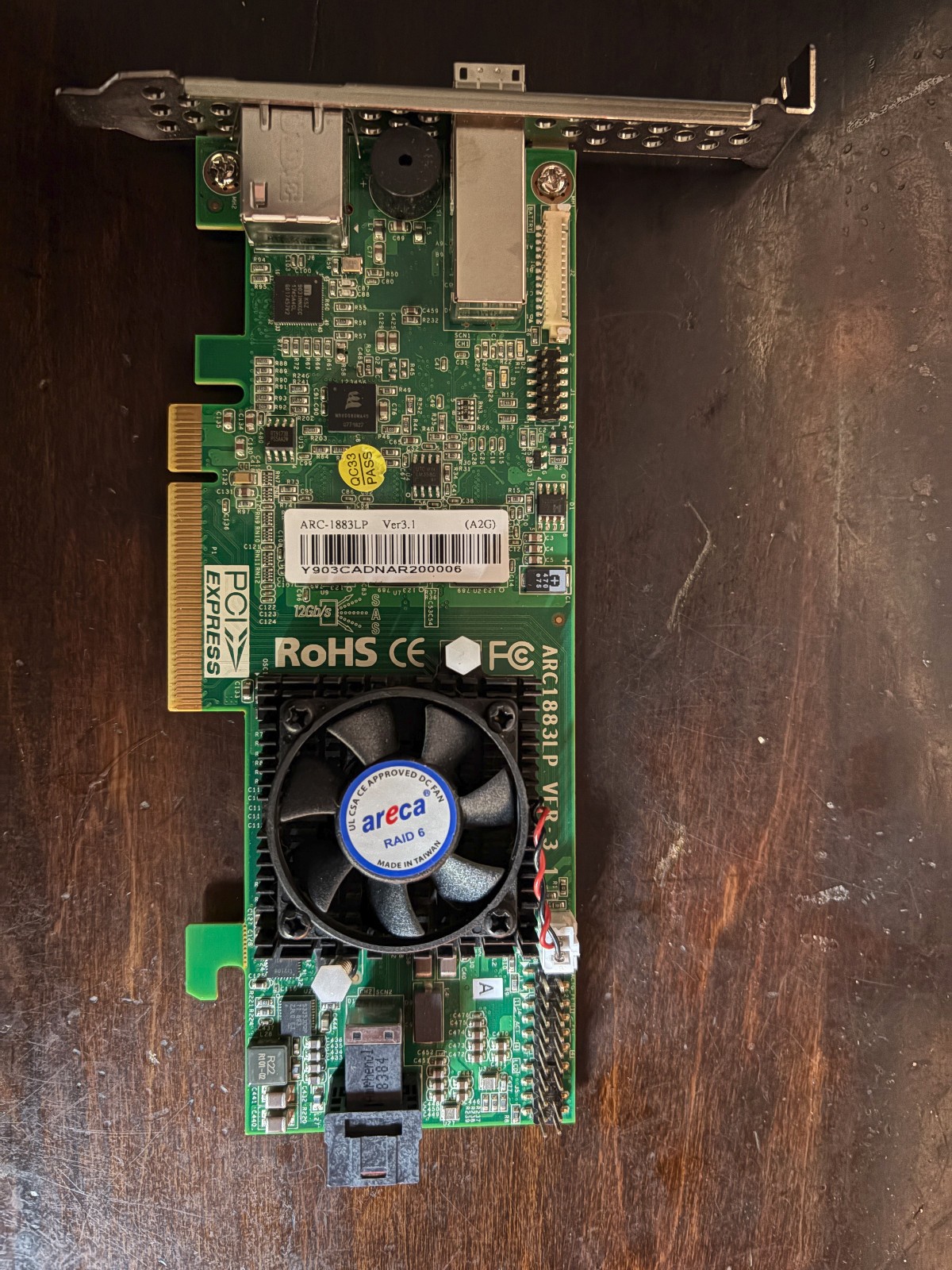 Areca PCI Express ARC-1883LP VER: 3.1 (A2G) SAS RAID Card