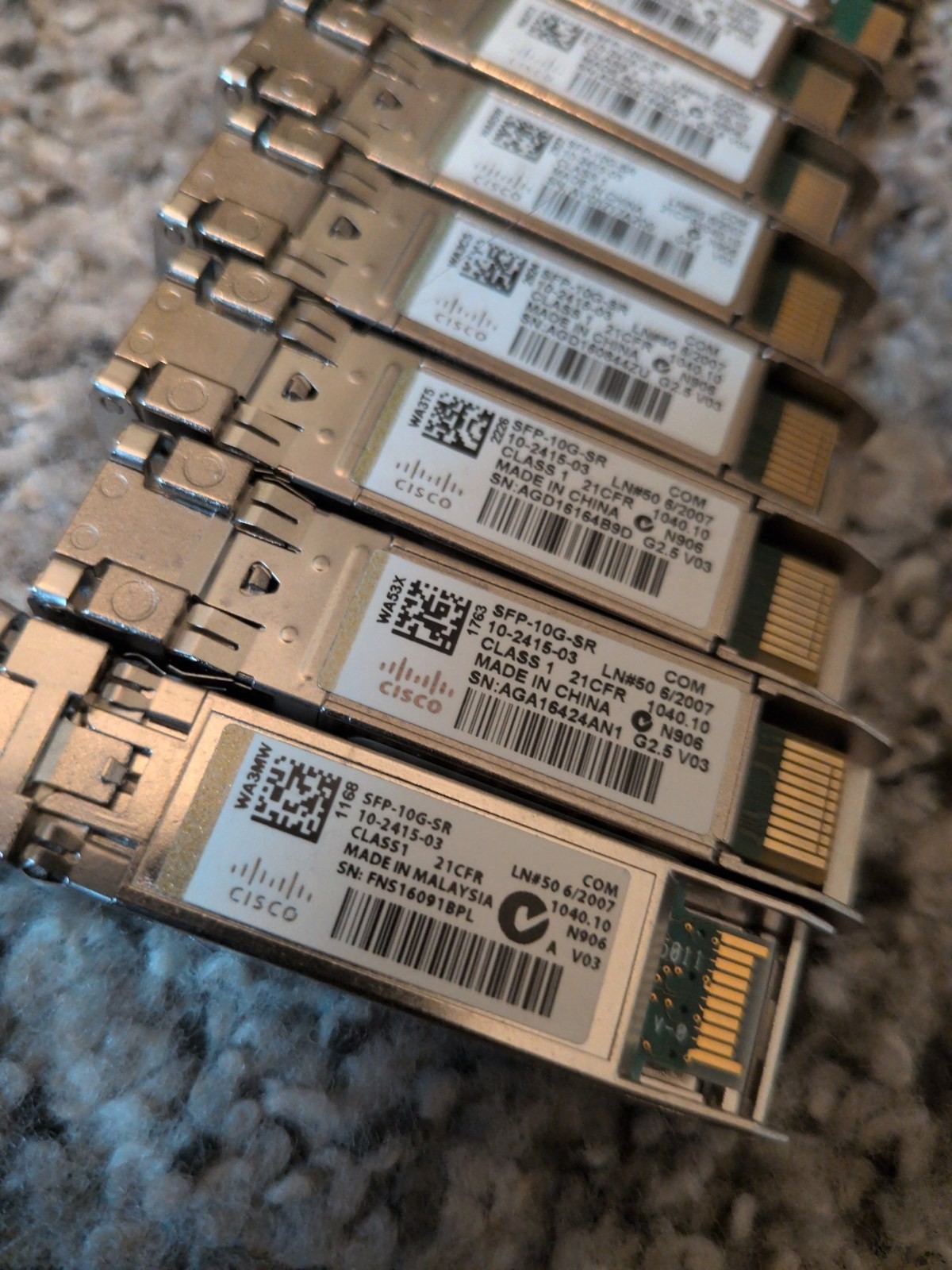 Lot 12 Cisco SFP-10G-SR 10-2415-03 SFP+ + 12 Bonus DS-SFP-FC8G-SW Transceivers Lot 12 Cisco SFP-10G-SR 10-2415-03 SFP+ + 12 Bonus DS-SFP-FC8G-SW Transceivers
