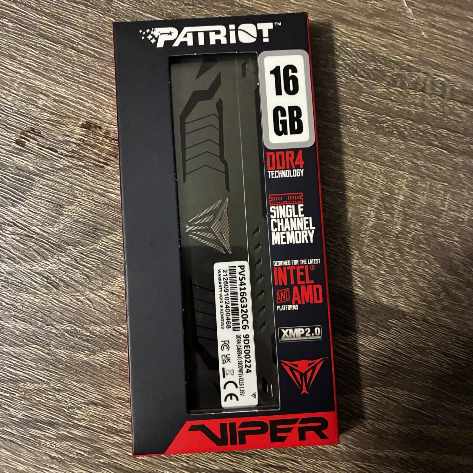 Patriot Viper 16GB DDR4 3200MHz UDIMM 288-Pin XMP 2.0 PVS416G320C6 Patriot Viper 16GB DDR4 3200MHz UDIMM 288-Pin XMP 2.0 PVS416G320C6