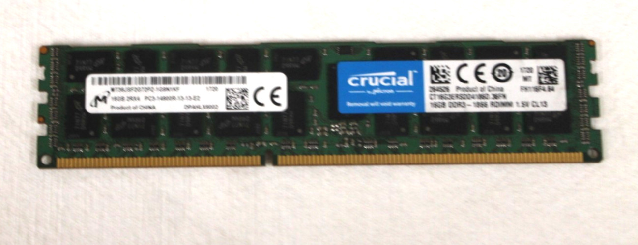 Crucial 16GB 2Rx4 PC3-14900R DDR3 1866 MHz 1.5V ECC REG RDIMM Memory RAM 1x 16G