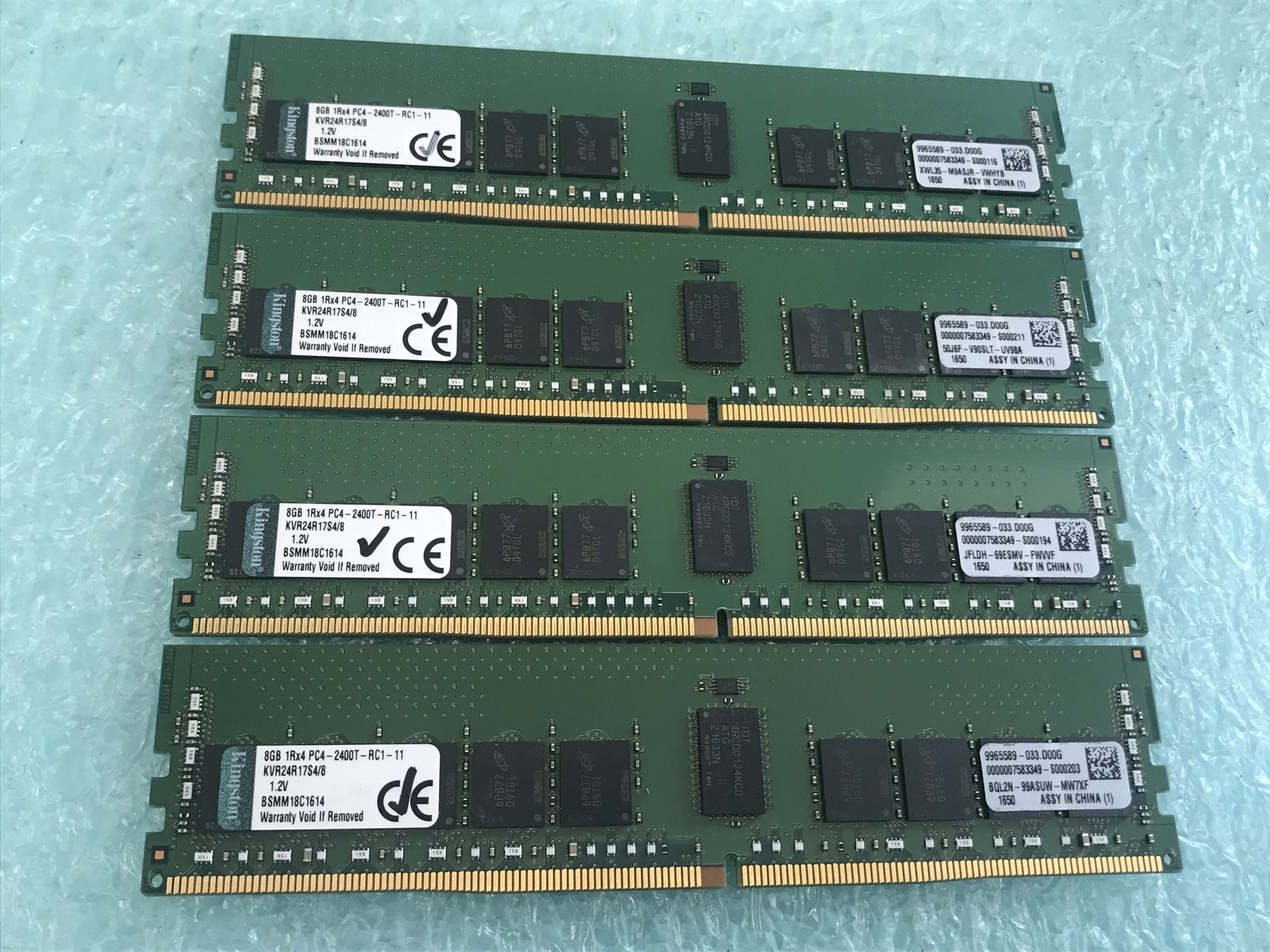 Kingston 32GB(4 x 8GB) KVR24R17S4/8 PC4-2400T ECC DDR4 Server RDIMM RAM - R1101A Kingston 32GB(4 x 8GB) KVR24R17S4/8 PC4-2400T ECC DDR4 Server RDIMM RAM - R1101A