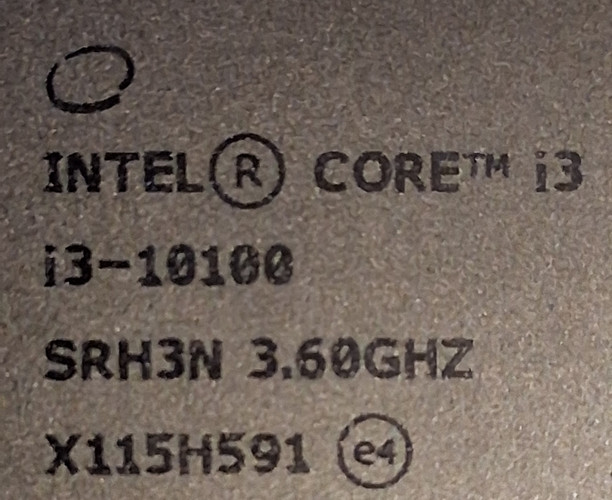 Intel core i3-10100 CPU