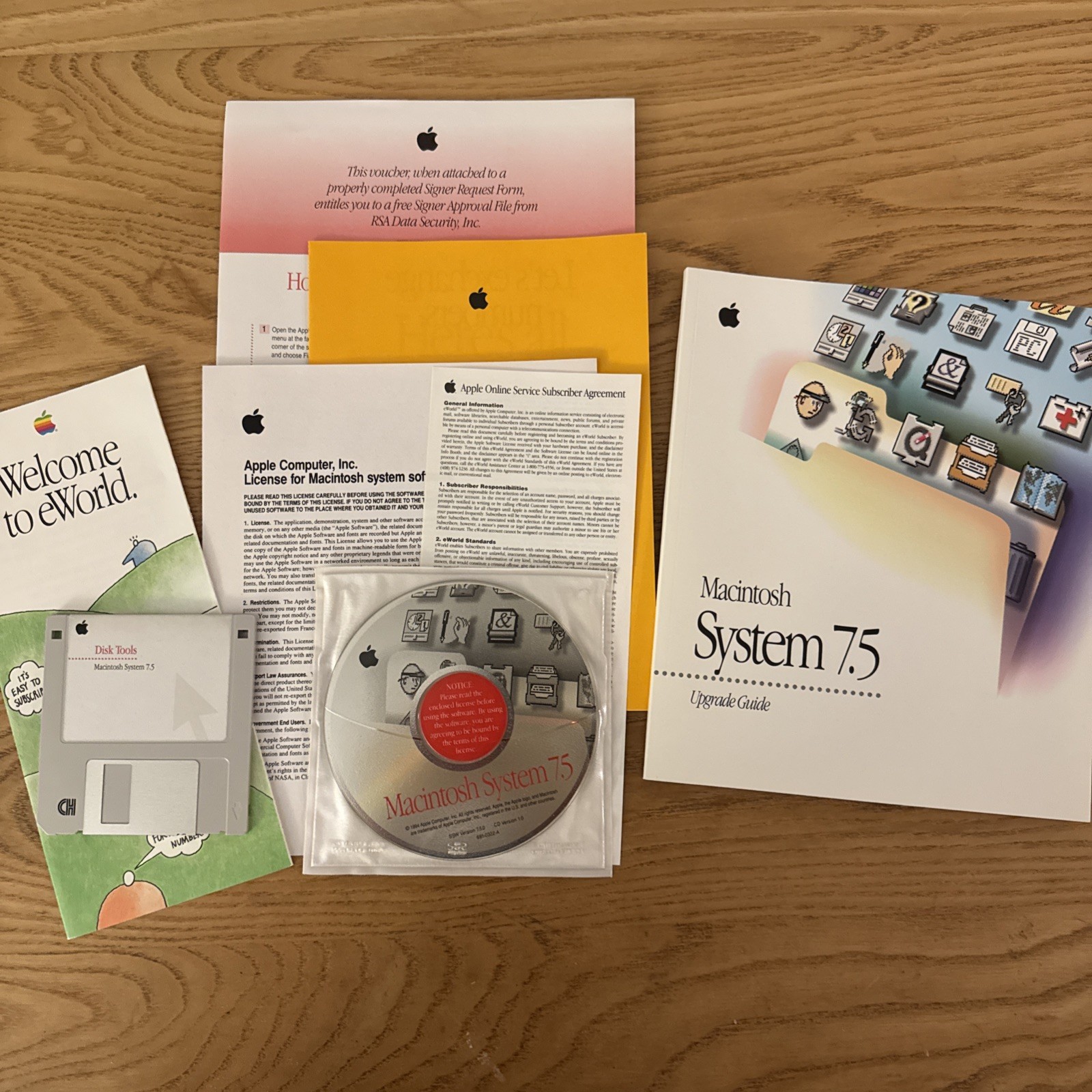 Apple Macintosh System 7.5 Upgrade Kit 1994 CD-ROM Floppy Manuals Vintage