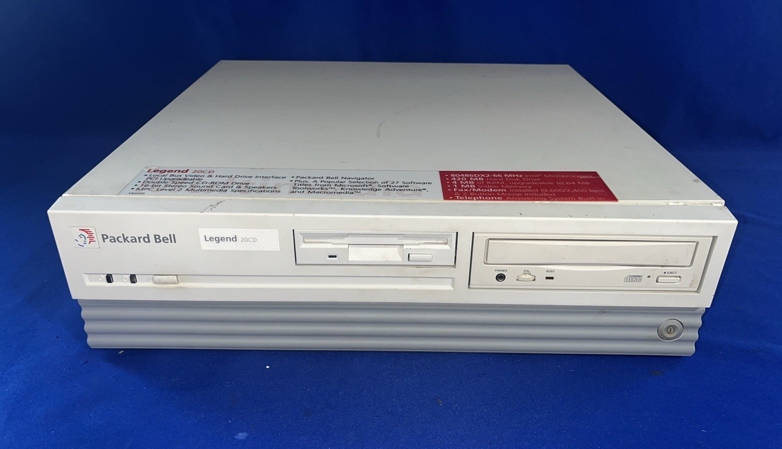 Vintage PC Packard Bell Legend 20CD Intel 80486DX2-66MHz CPU 426MB HDD Dead CMOS Vintage PC Packard Bell Legend 20CD Intel 80486DX2-66MHz CPU 426MB HDD Dead CMOS