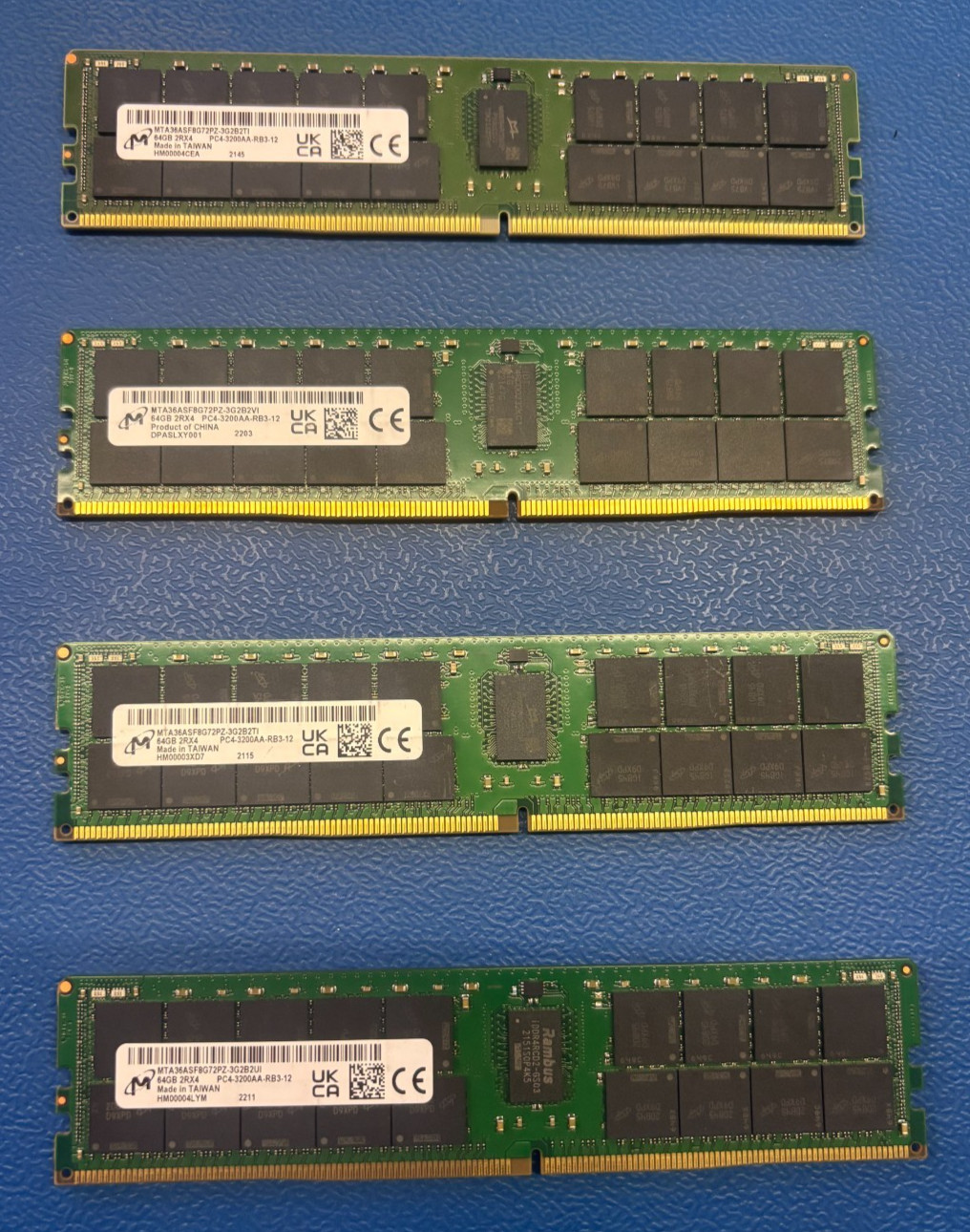 4x Micron 64GB DDR4-3200 ECC RDIMM MTA36ASF8G72PZ-3G2B2 (256GB) – FOR PARTS